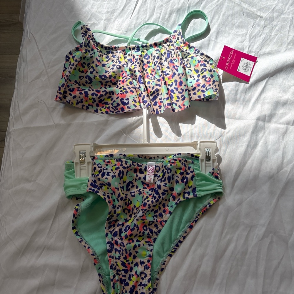 Kohl's Multicolor Leopard Print Girls Two-Piece Swim Set